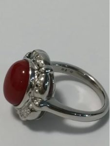 【販売】プラチナ900　珊瑚　リング　ダイヤモンド　0.10ct　12号【質屋かんてい局亀有店 】葛飾区・足立区・墨田区・江戸川区・松戸市・北千住・東京都・千葉・埼玉・時計・腕時計・買取・質